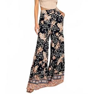 NEW EE:SOME flora floral printed wide leg pants in navy floral
